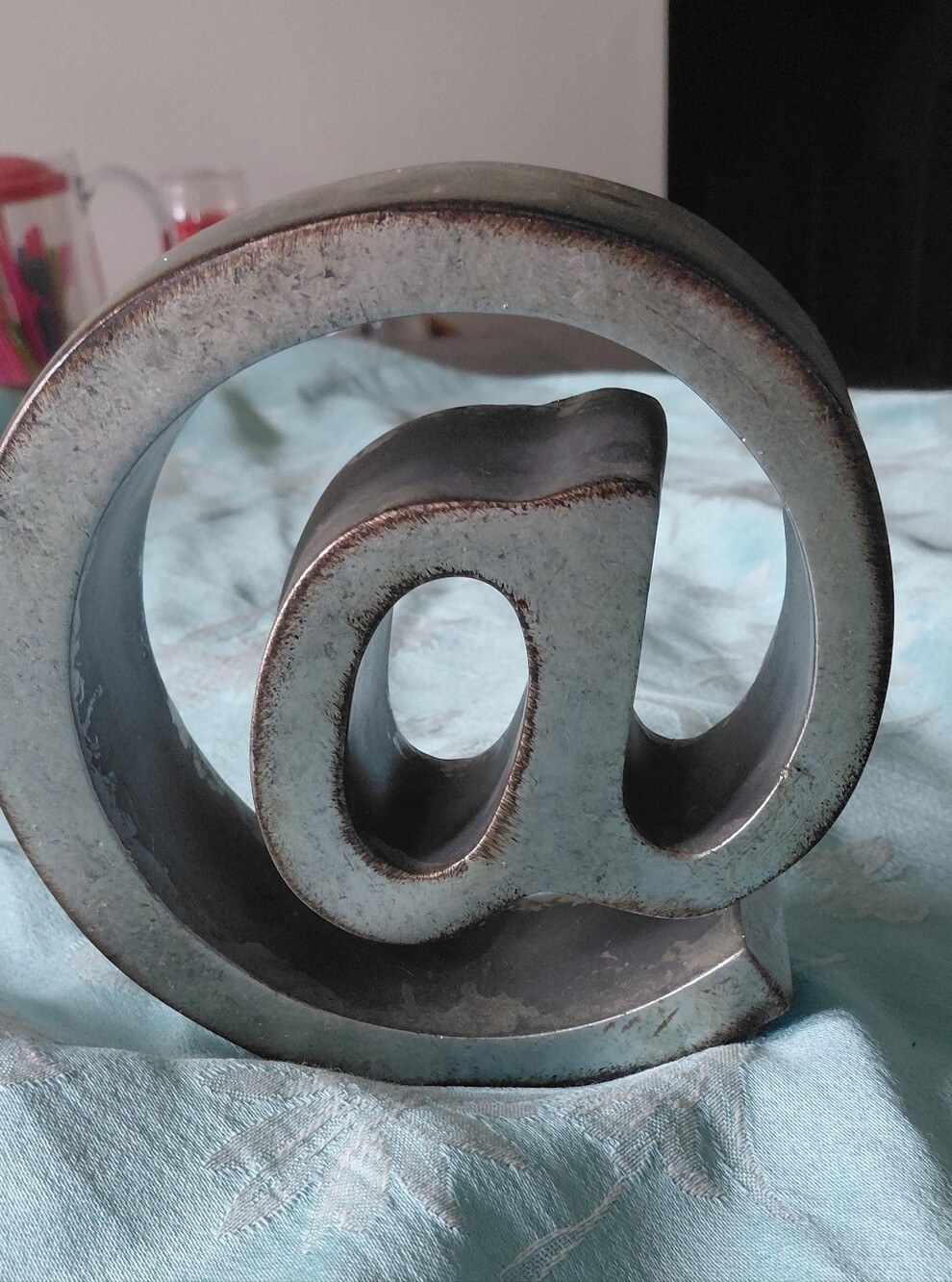 Decorative Metal "@" Symbol Accent - Gray